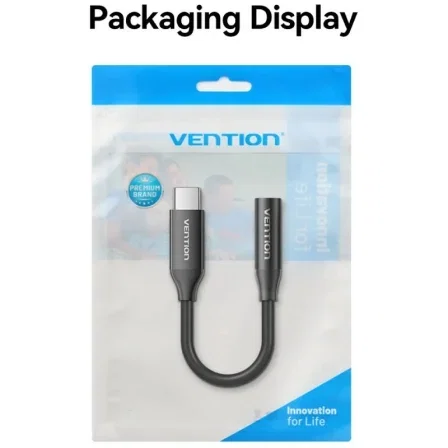 Vention Adaptador de Audio USB-C Macho a Jack 3.5 mm Hembra BIIBA Negro